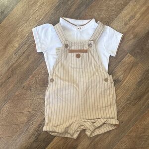 Striped Tan Overalls for Kids